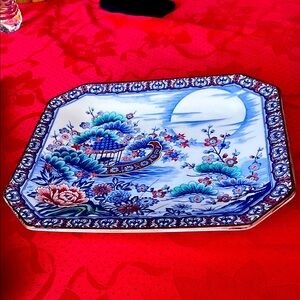 Elegant Vintage Japanese Blue and White Porcelain Plate